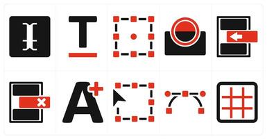 A set of 10 editing tools icons as paragraph, text, transform vector
