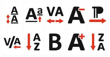 A set of 10 editing tools icons as line spacing, superscript, letter spacing vector