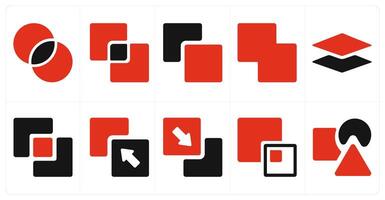 A set of 10 editing tools icons as intersection, intersect, subtract vector