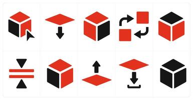 A set of 10 editing tools icons as polygon selection, download, 3d vector