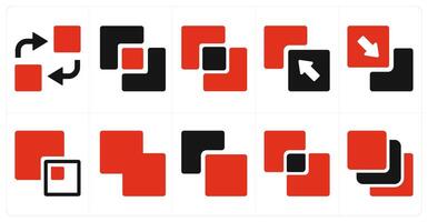 A set of 10 editing tools icons as exchange, merge, intersection vector