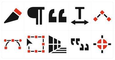 A set of 10 editing tools icons as slice, paragraph, quotes vector