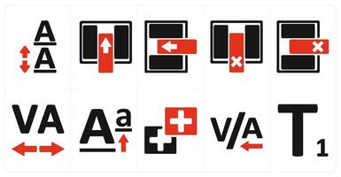 A set of 10 editing tools icons as line spacing, insert coloumn, insert row vector