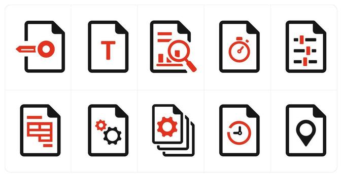 A set of 10 File icons as document, paper, horizontal document vector