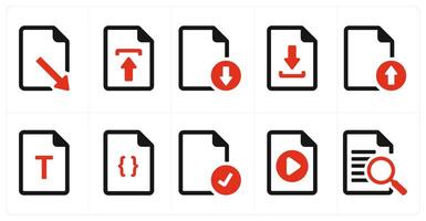 A set of 10 File icons as document, paper, horizontal document vector