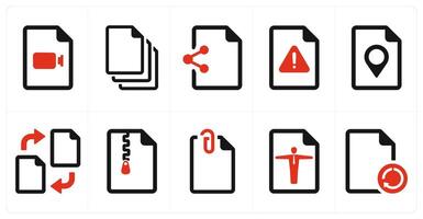 A set of 10 File icons as document, paper, horizontal document vector