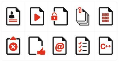 A set of 10 File icons as document, paper, horizontal document vector