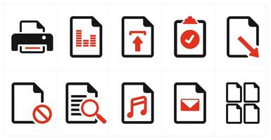 A set of 10 File icons as document, paper, horizontal document vector