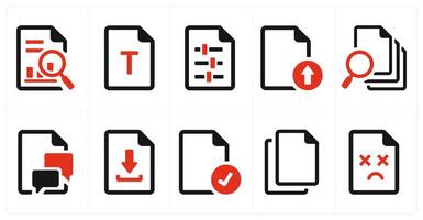 A set of 10 File icons as document, paper, horizontal document vector