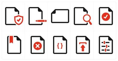 A set of 10 File icons as document, paper, horizontal document vector