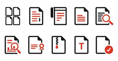 A set of 10 File icons as document, paper, horizontal document vector