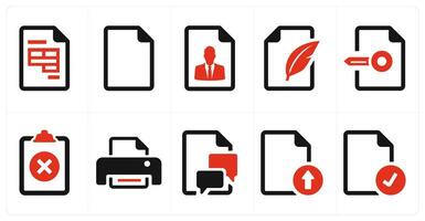 A set of 10 File icons as document, paper, horizontal document vector
