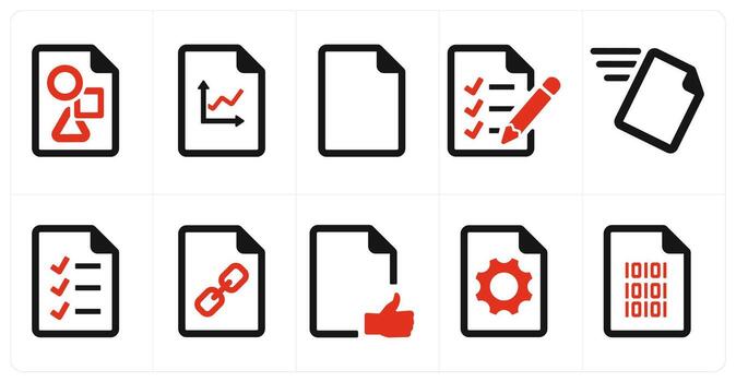 A set of 10 File icons as document, paper, horizontal document vector