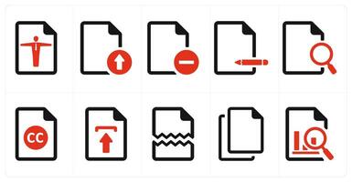 A set of 10 File icons as document, paper, horizontal document vector