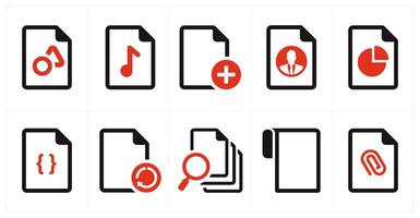 A set of 10 File icons as document, paper, horizontal document vector