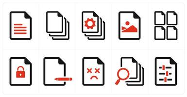 A set of 10 File icons as document, paper, horizontal document vector