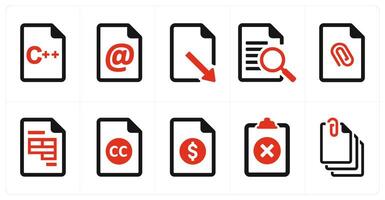 A set of 10 File icons as document, paper, horizontal document vector