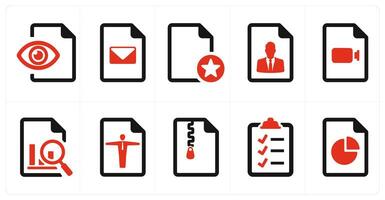 A set of 10 File icons as document, paper, horizontal document vector