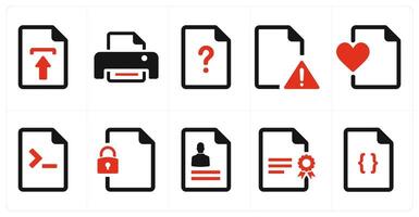 A set of 10 File icons as document, paper, horizontal document vector