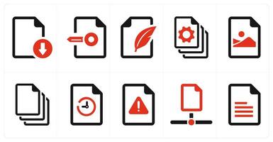 A set of 10 File icons as document, paper, horizontal document vector