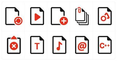A set of 10 File icons as document, paper, horizontal document vector