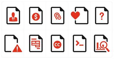 A set of 10 File icons as document, paper, horizontal document vector