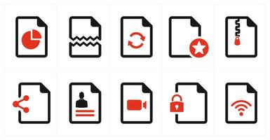 A set of 10 File icons as document, paper, horizontal document vector