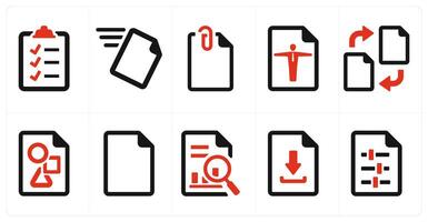 A set of 10 File icons as document, paper, horizontal document vector
