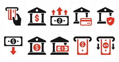 A set of 10 finance and money icons as insert card, bank, withdraw money vector