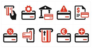 A set of 10 finance and money icons as insert card, card settings, bank wallet vector