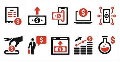 A set of 10 finance and money icons as bill, send money, insert money vector
