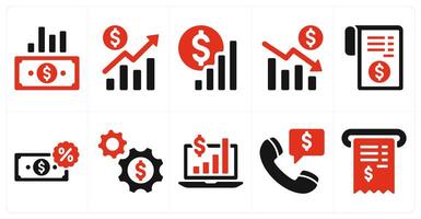A set of 10 finance and money icons as sales, sales analytics, growth analysi vector