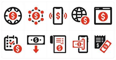 A set of 10 finance and money icons as world bank, money flow, money transfer vector