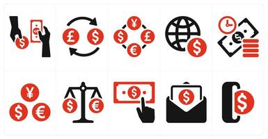 A set of 10 finance and money icons as money change, money conversion, currency exchange vector