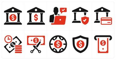 A set of 10 finance and money icons as bank, finance bank, online banking vector