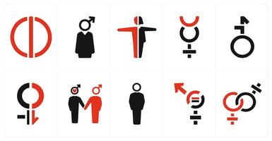 A set of 10 gender icons as Symbol, pride, bisexual vector