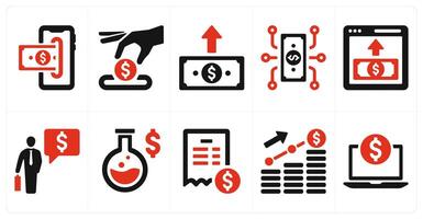 A set of 10 finance and money icons as inset money, insert coin, send money vector