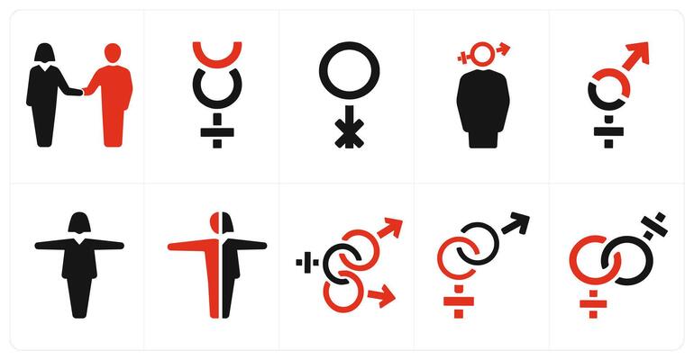 A set of 10 gender icons as Symbol, pride, bisexual