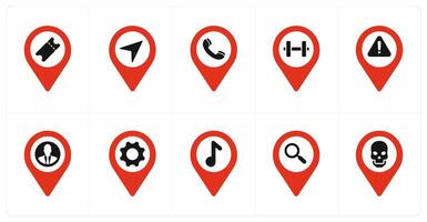 A set of 10 Location Pointer icons as tour, direction, call vector