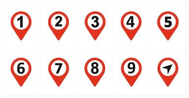 A set of 10 Location Pointer icons as one, two, three vector