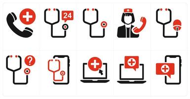 A set of 10 medical icons as on call medical services vector