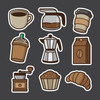 set of coffee good for sticker, pattern t shirt, pins design and graphic design vector