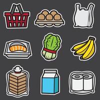 set of supermarket good for sticker, element design, icons, badge, etc vector