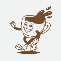 mascot coffee with retro style good for brand design vector