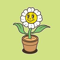 mascot retro flower good for design good for sticker, mascot character, groovy character, etc vector