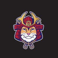 logo mascot cat with helm samurai for your design and brand vector