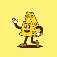 cheese mascot with retro style good for design vector