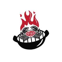 logo crab with grill good for restaurant and cafe vector