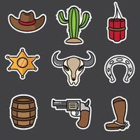 set of wild west good for sticker, pattern design, t shirt, element design vector