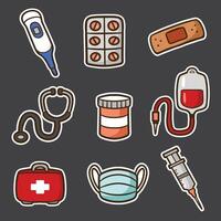 set of medical good for sticker, element design, pattern t shirt, etc vector
